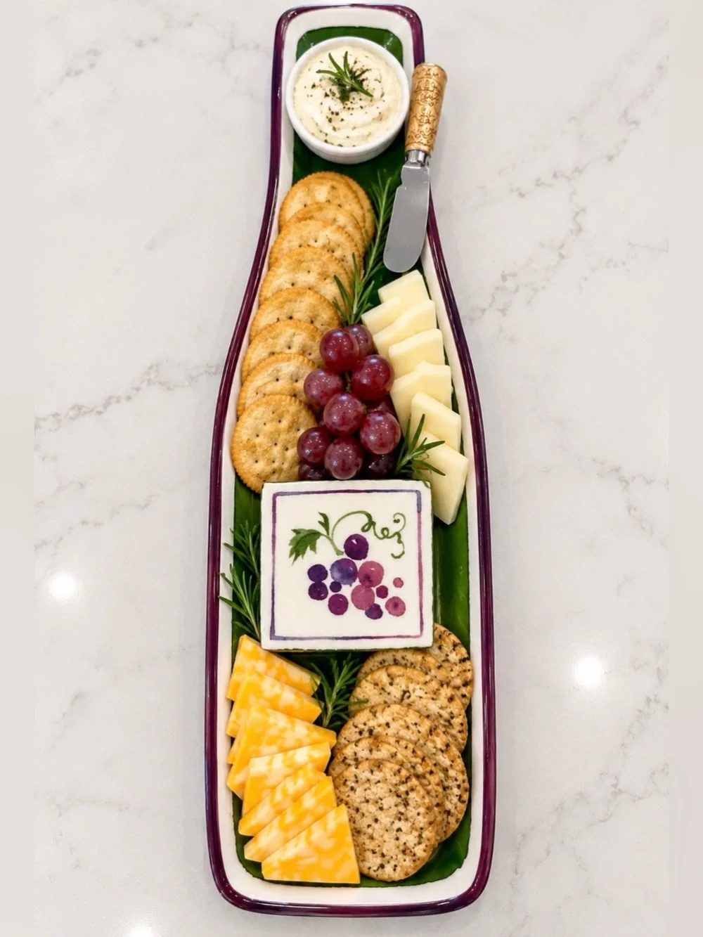Hallmark Winebottle Shape Servering Plater with Spreader NWOT